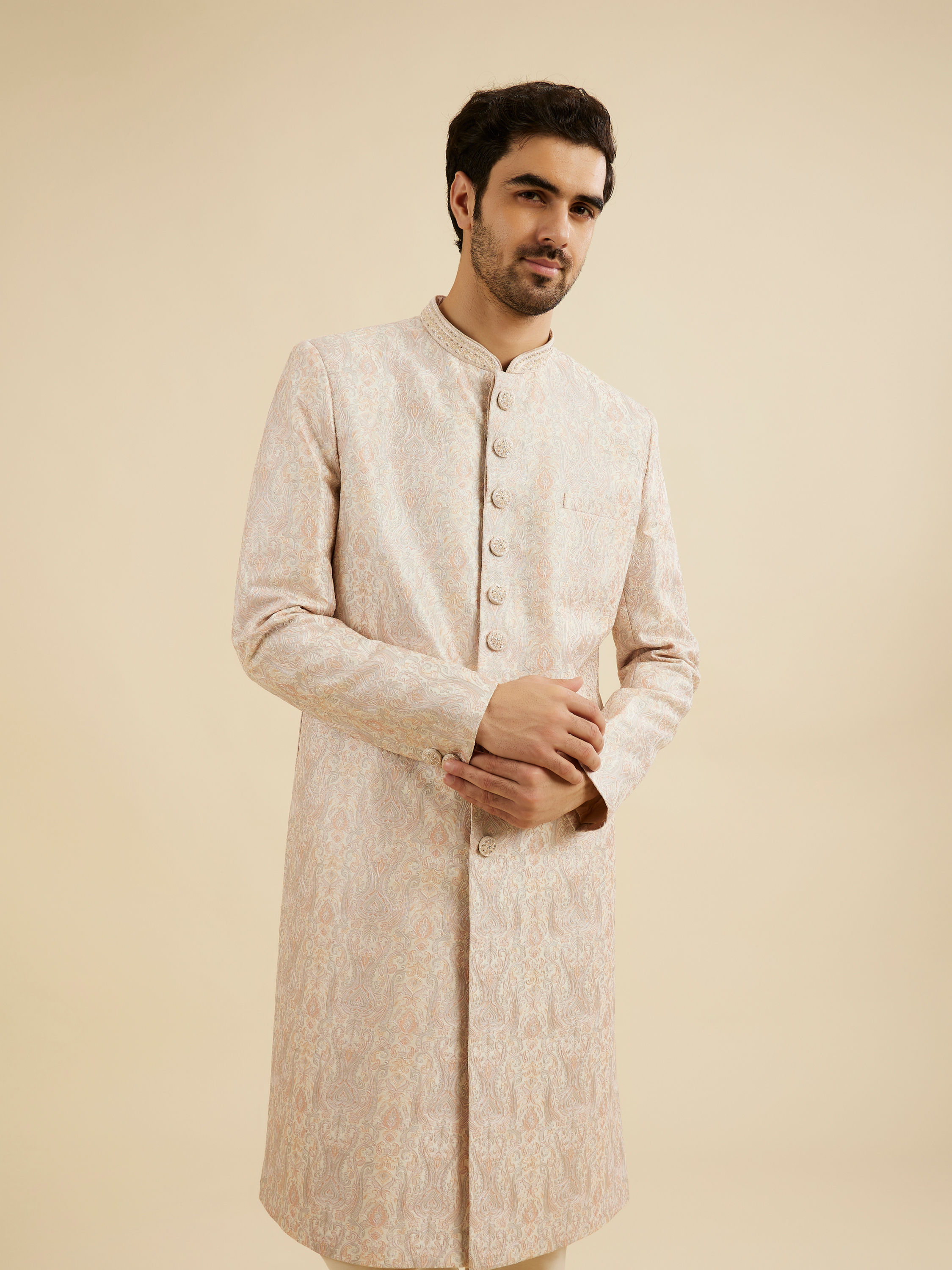 Manyavar Men Peach Radiance Sherwani