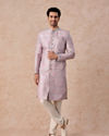 Manyavar Men Lilac Art Silk Patterned Sherwani Set