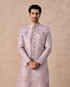Lilac Art Silk Patterned Sherwani Set