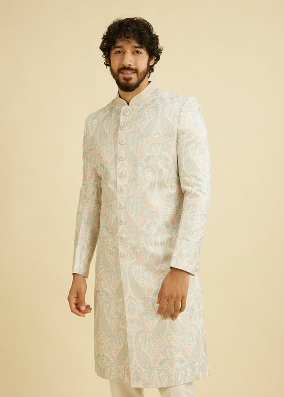 Manyavar Men Pista Green Elegance Sherwani