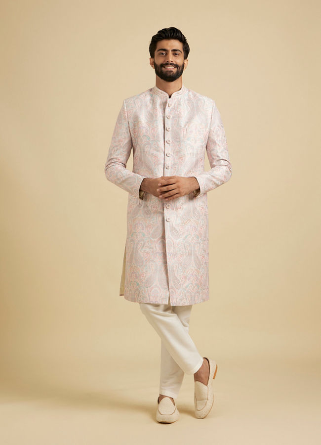 Manyavar Men Majestic Pink Sherwani image number 2