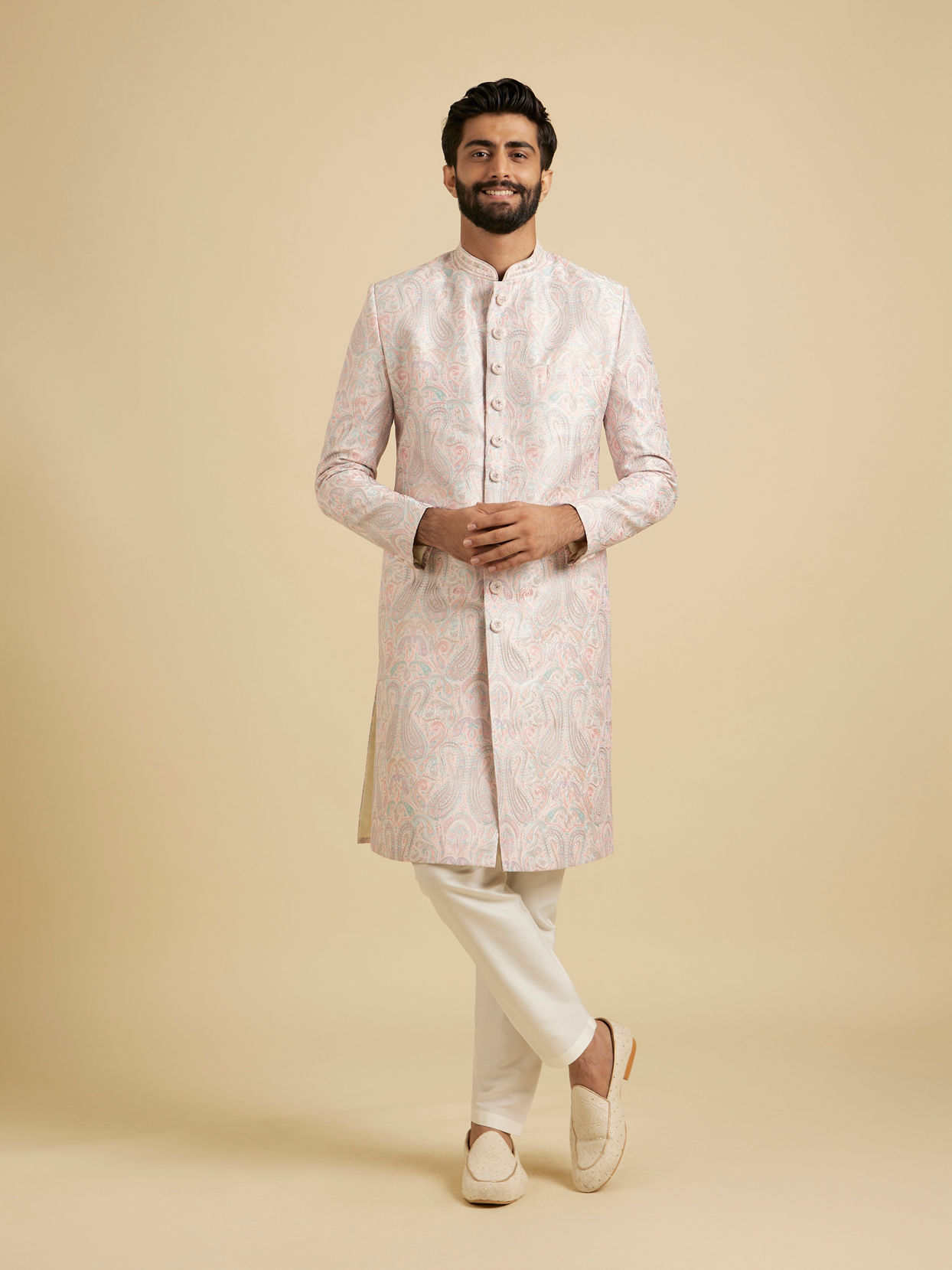 Manyavar Men Majestic Pink Sherwani image number 2