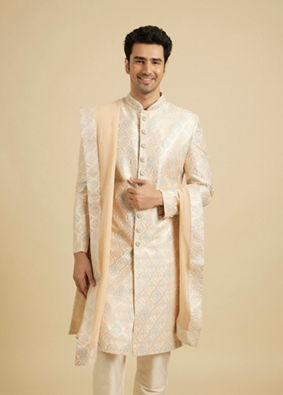 Manyavar Men Peach Extravaganza Sherwani