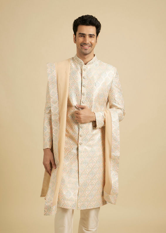 Manyavar Men Peach Extravaganza Sherwani