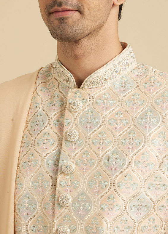 Manyavar Men Peach Extravaganza Sherwani