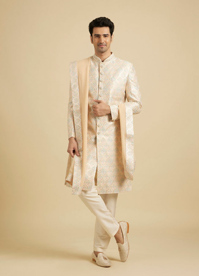 Manyavar Men Peach Extravaganza Sherwani