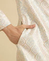 Manyavar Men Cream Pearl Embellished Sherwani