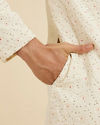 Manyavar Men Cream White Floral Buta Patterned Sherwani Set with Sequin Work