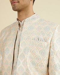 Manyavar Men Peach Majesty Sherwani Set