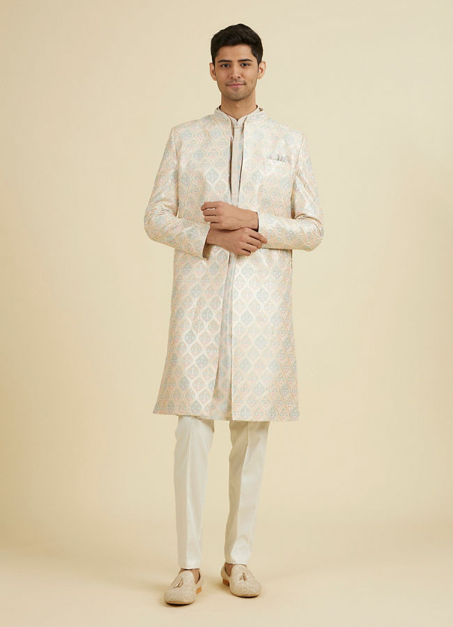Manyavar Men Peach Majesty Sherwani Set