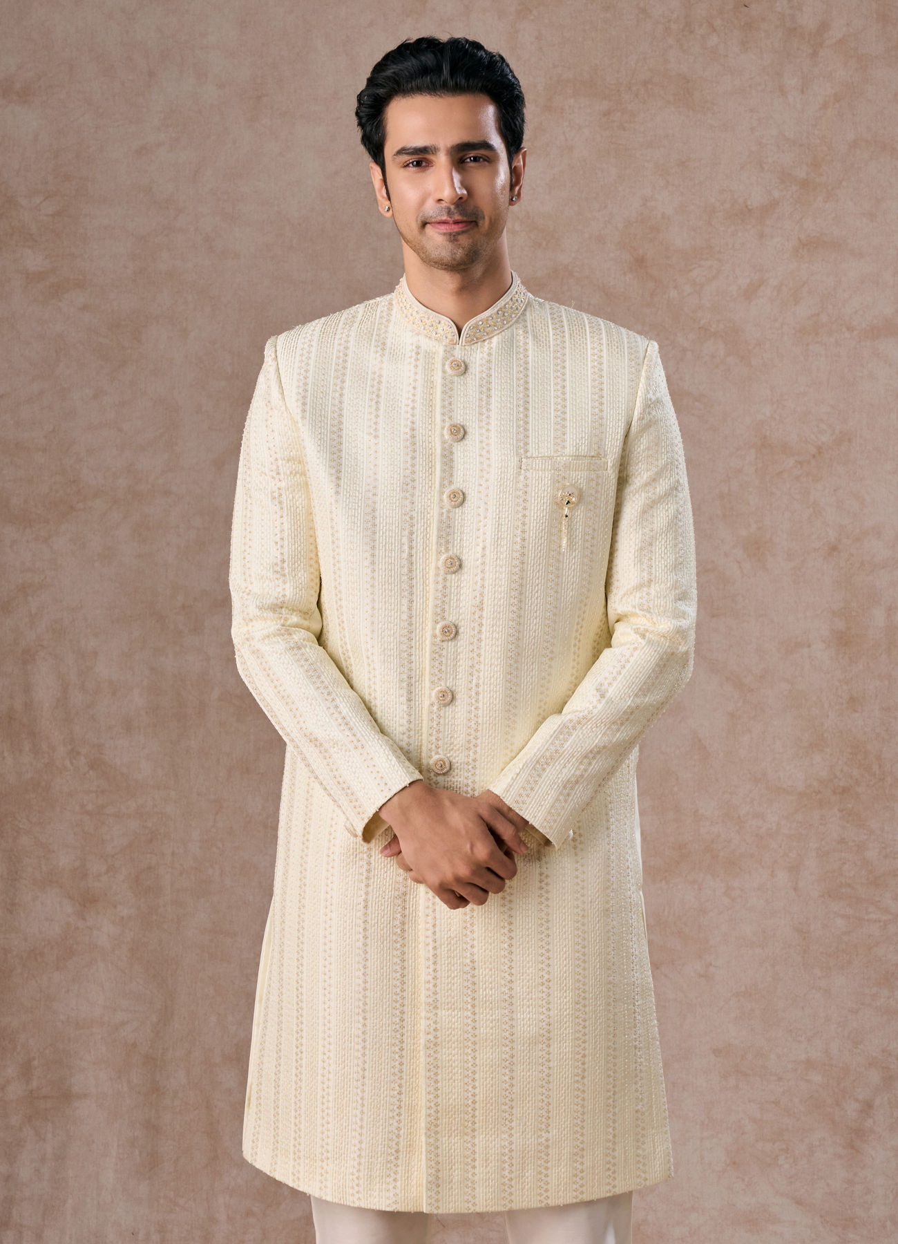 Manyavar Men Cream Colored Sherwani