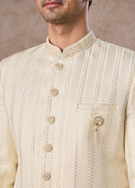 Manyavar Men Cream Colored Sherwani
