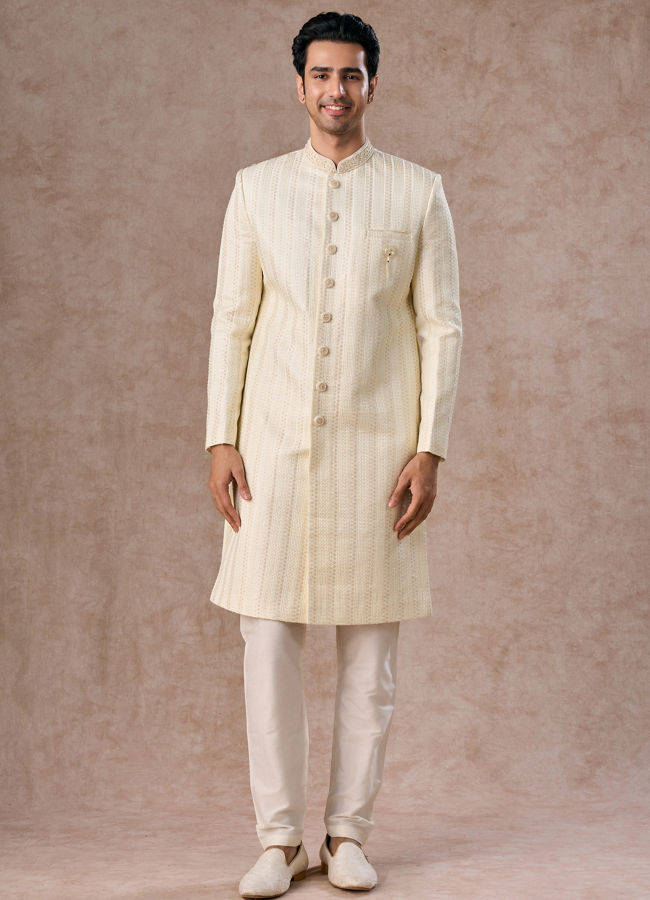 Manyavar Men Cream Colored Sherwani