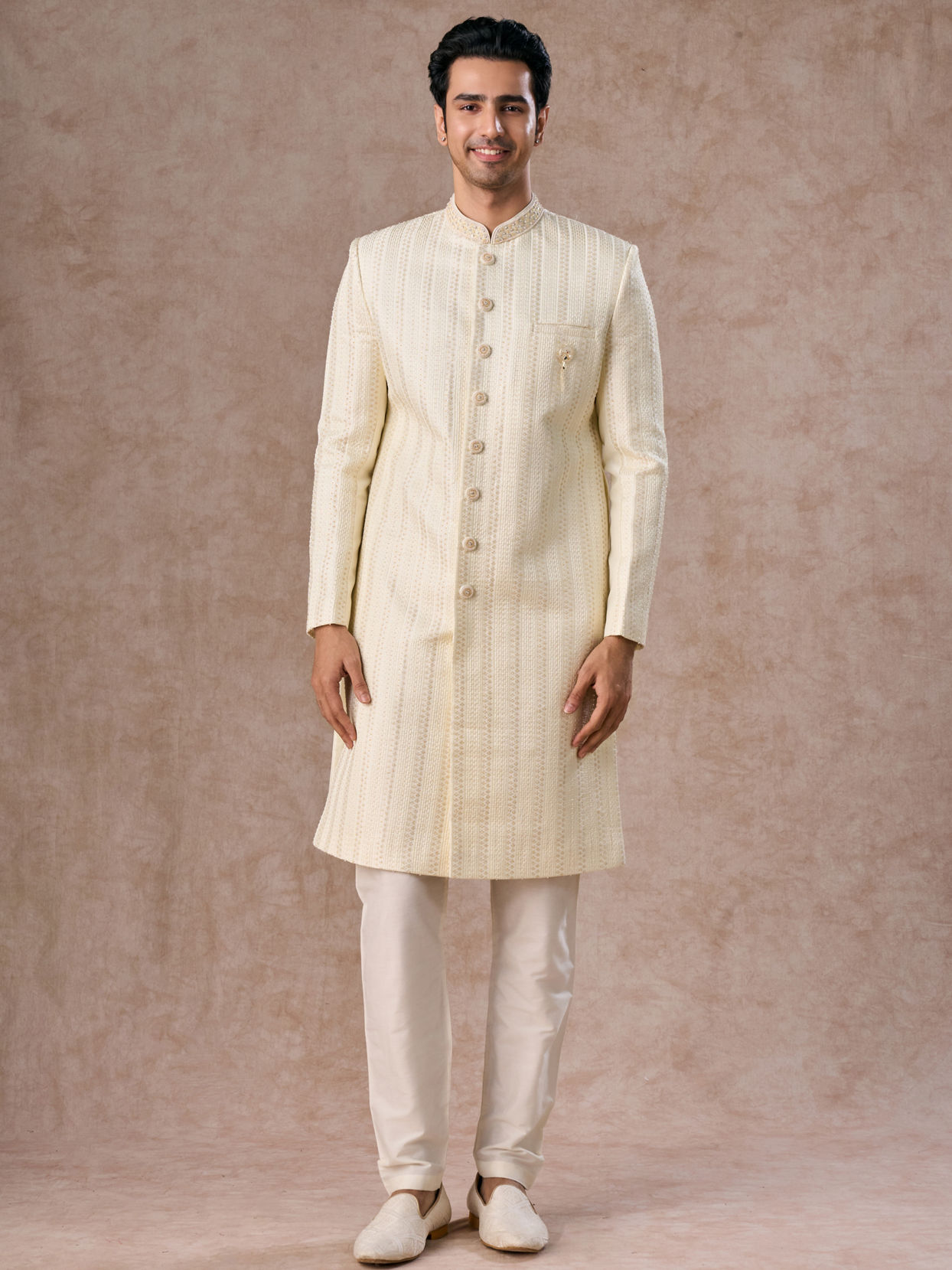 Manyavar Men Cream Colored Sherwani