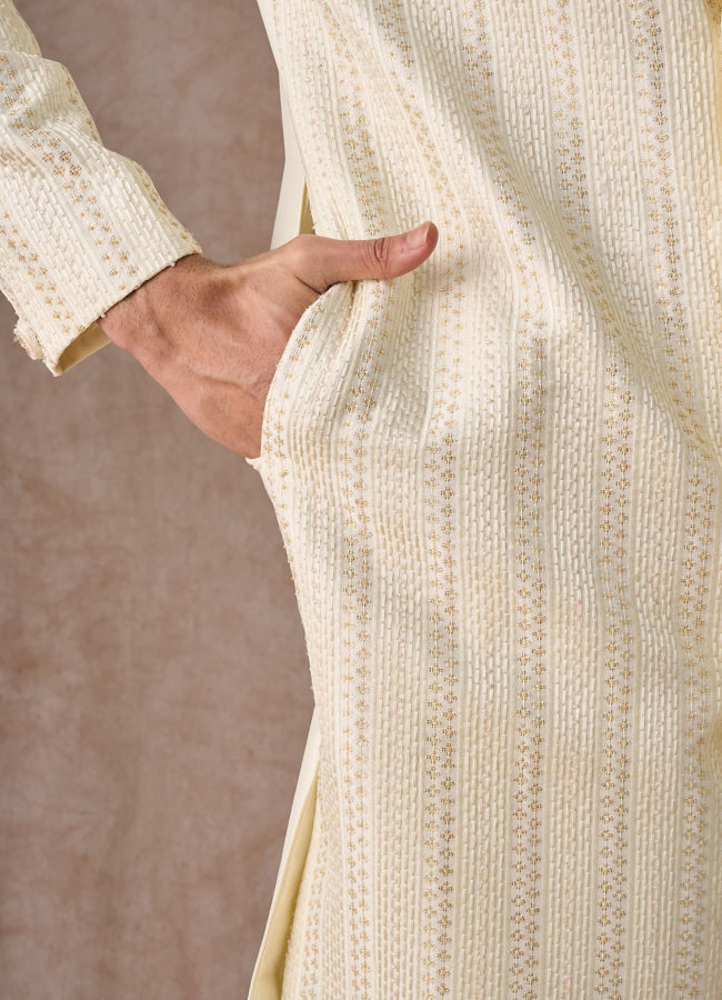 Manyavar Men Cream Colored Sherwani