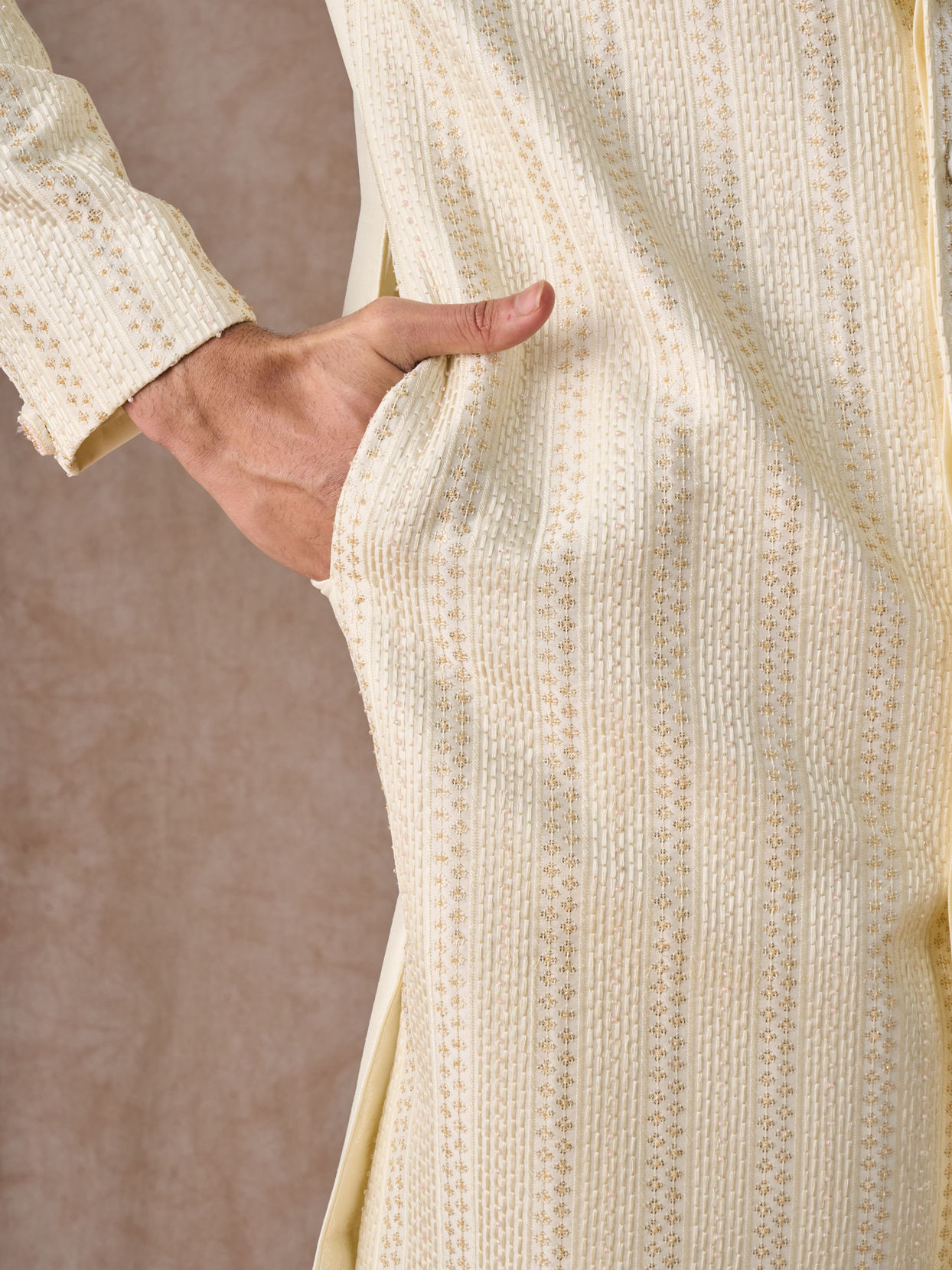 Manyavar Men Cream Colored Sherwani