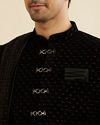 Manyavar Men Opulent Black Velvet Sherwani