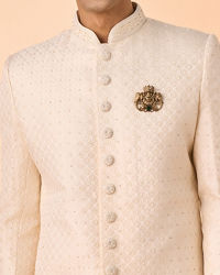 Manyavar Men Regal Cream Brocade Sherwani