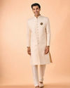 Manyavar Men Regal Cream Brocade Sherwani