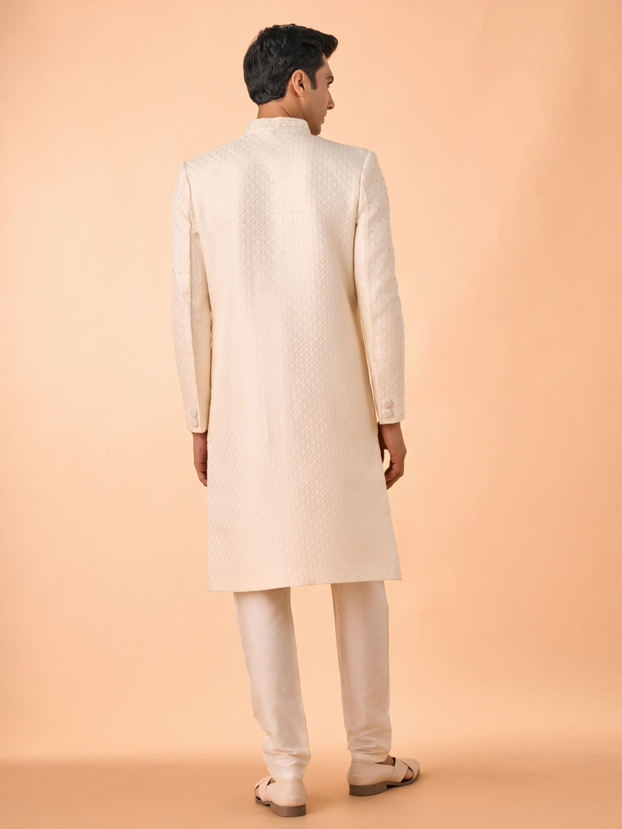 Manyavar Men Regal Cream Brocade Sherwani