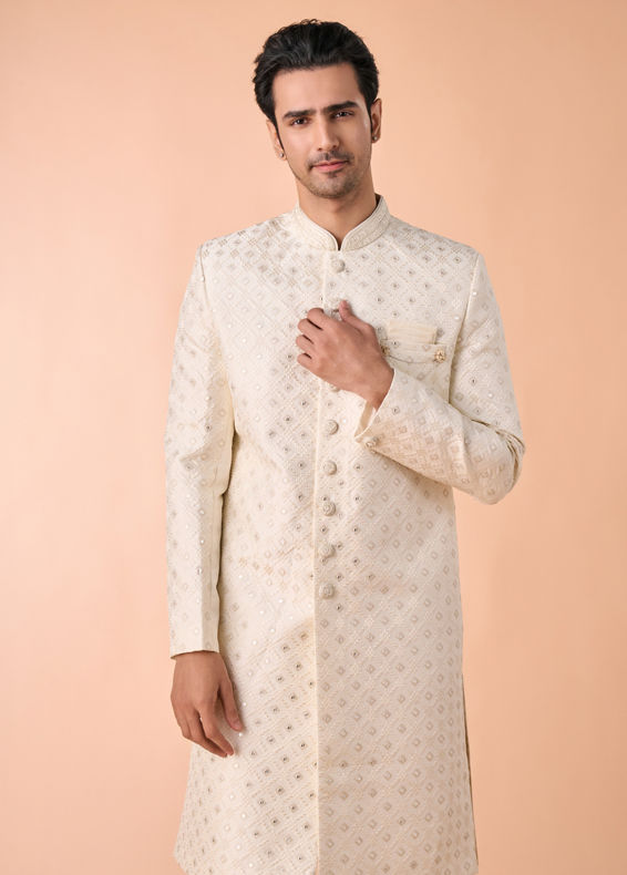 Manyavar Men Warm White Illicit Elegance Sherwani
