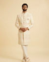 Manyavar Men Cream Art Silk Sherwani