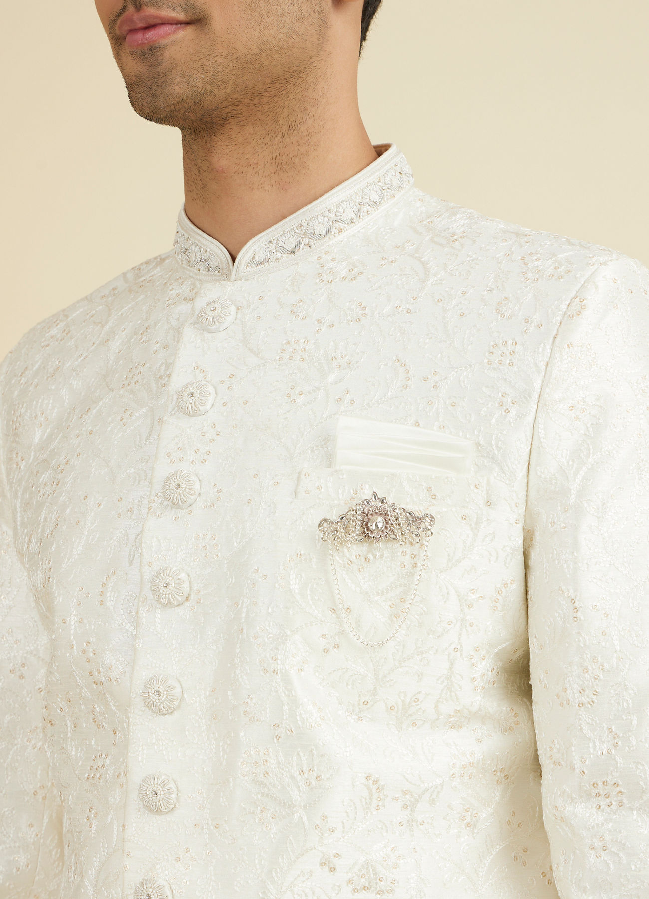 Manyavar Men Cream Extravagance Sherwani