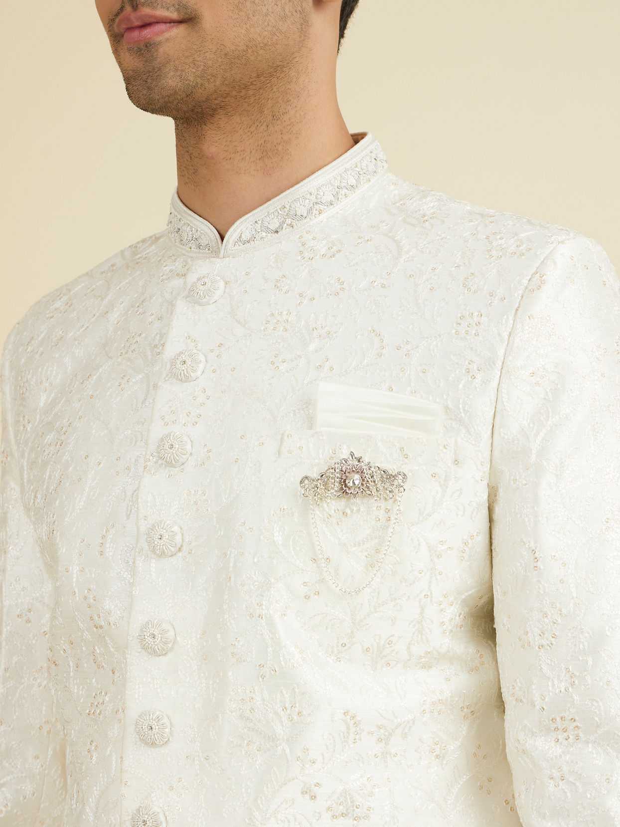 Manyavar Men Cream Extravagance Sherwani