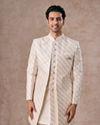 Cream Ensemble Sherwani  with Brooch