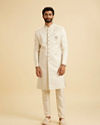 Manyavar Men Regal Cream Satin Sherwani