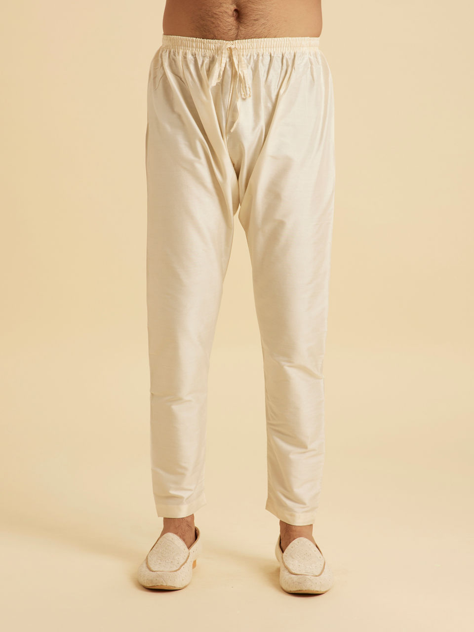 Manyavar Men Regal Cream Satin Sherwani