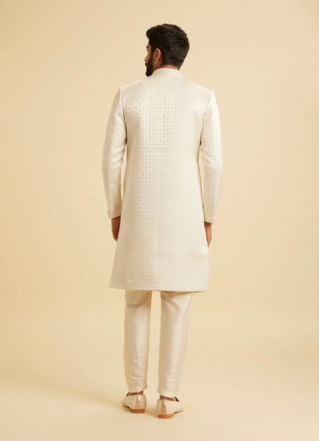 Manyavar Men Regal Cream Satin Sherwani