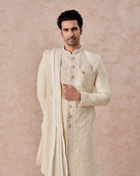 Manyavar Men Cream Luxurious Sherwani