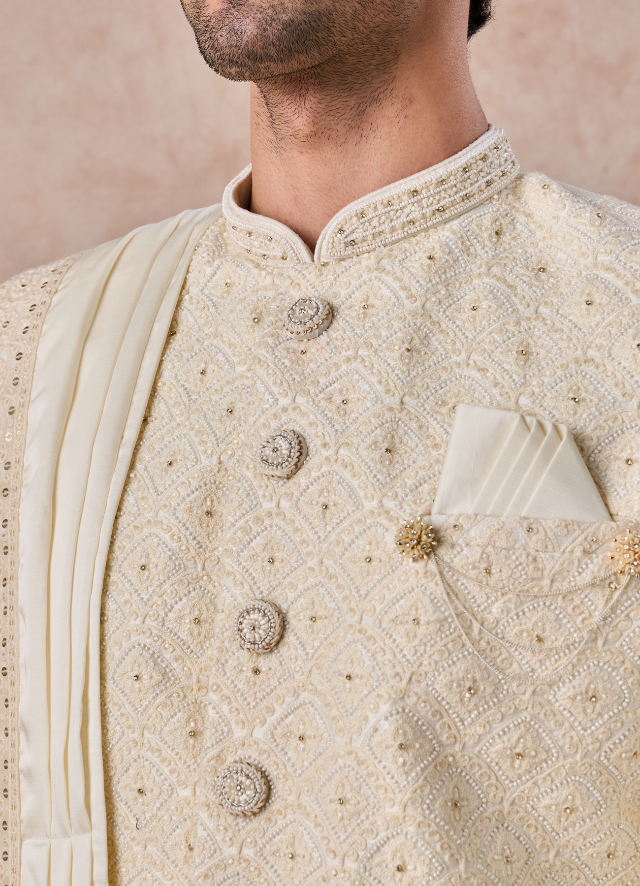 Manyavar Men Cream Luxurious Sherwani