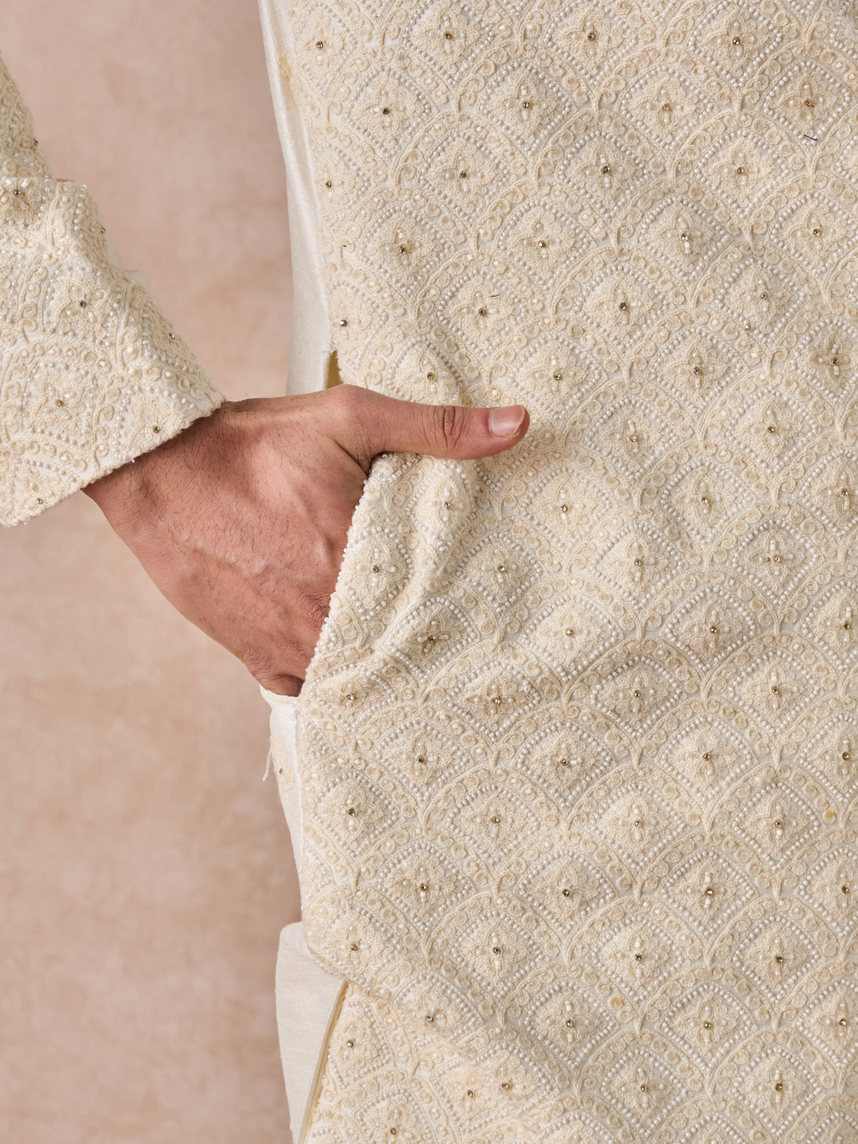 Manyavar Men Cream Luxurious Sherwani