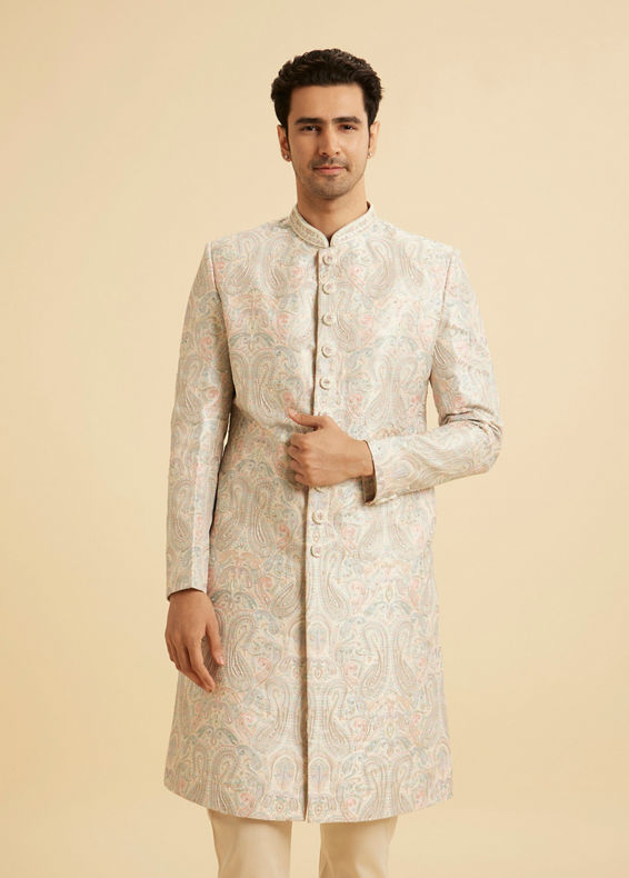 Manyavar Men Pista Green Majestic Sherwani
