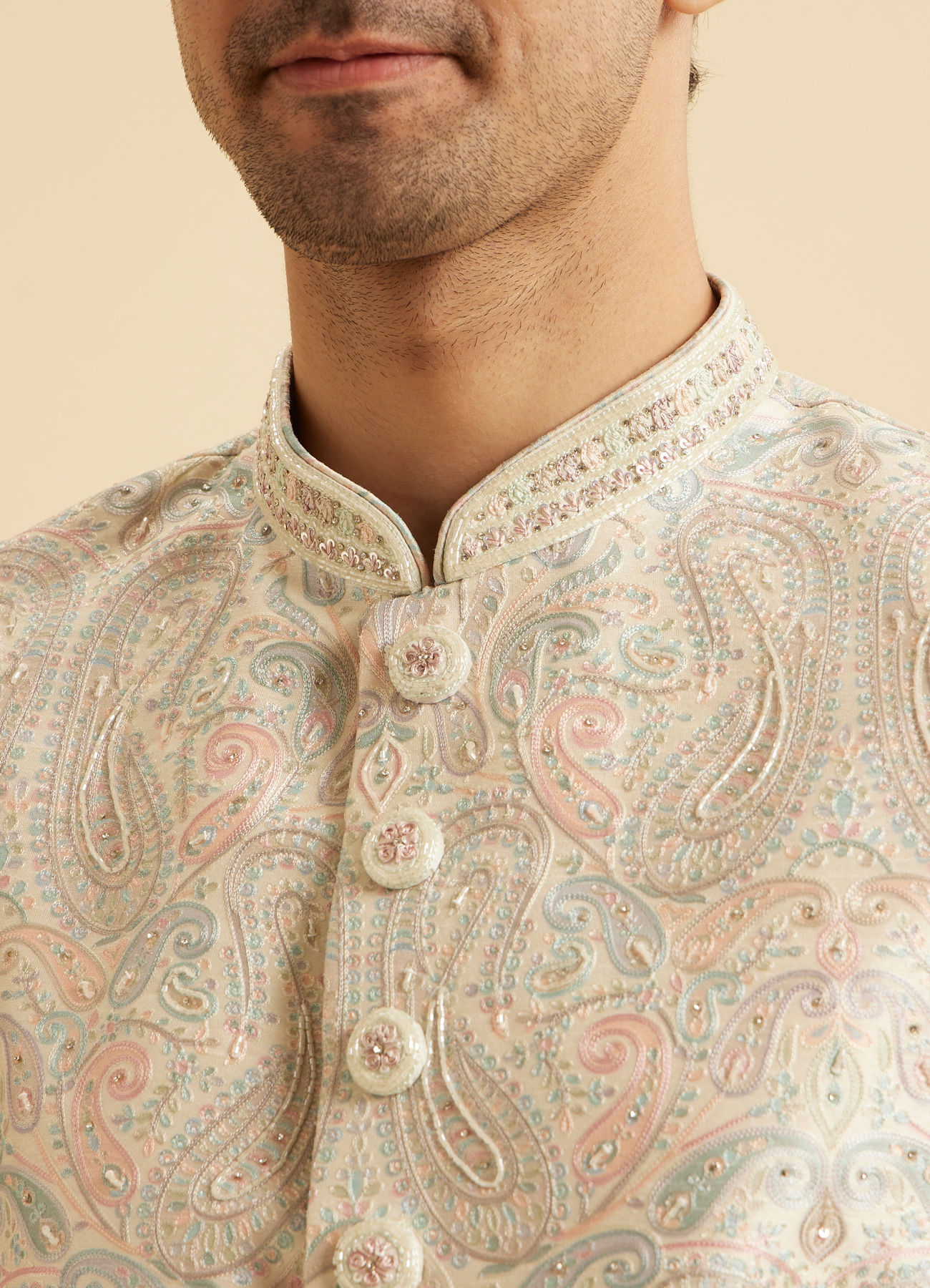Manyavar Men Pista Green Majestic Sherwani
