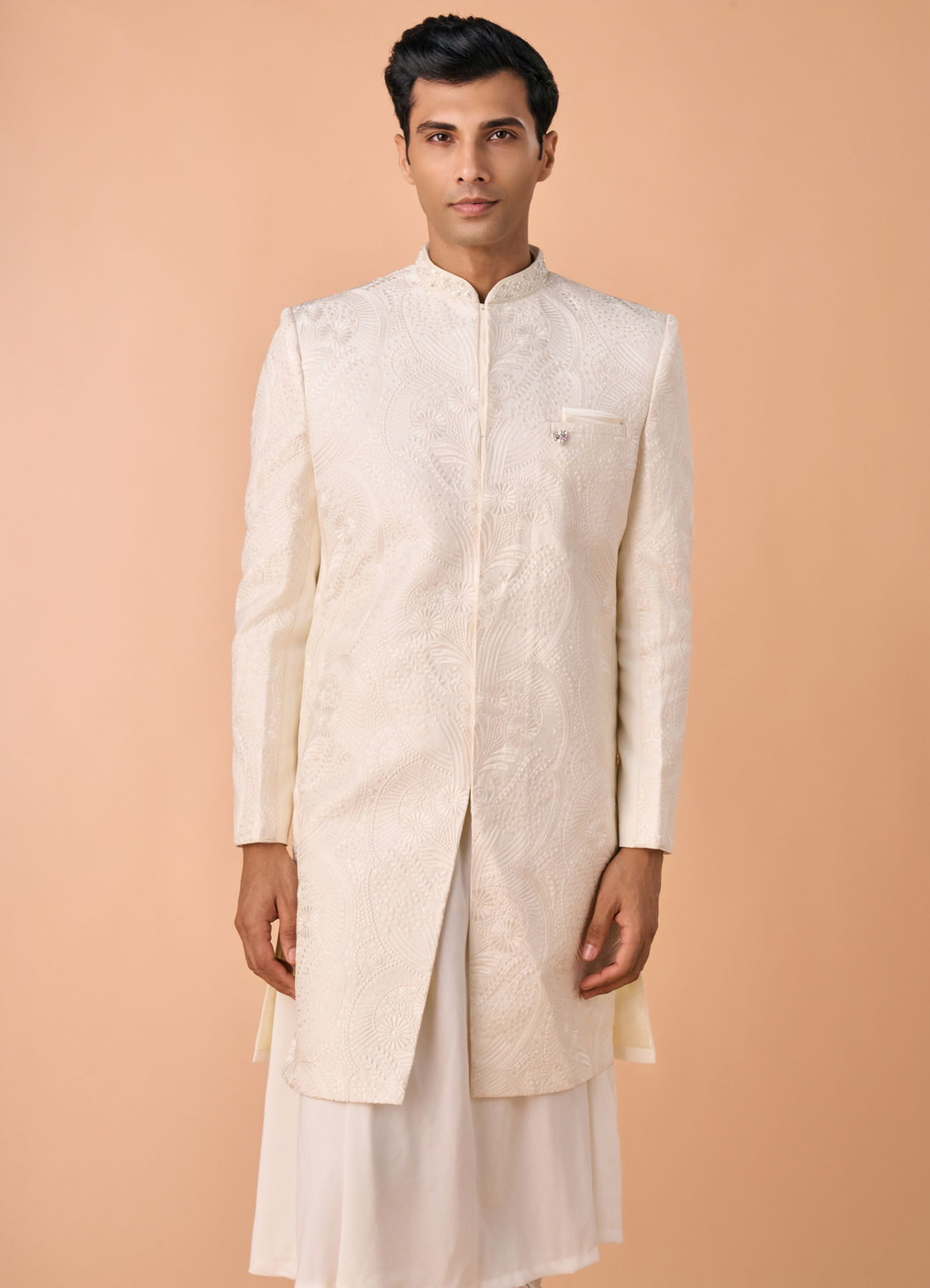 Manyavar Men Regal Cream Elegance Sherwani