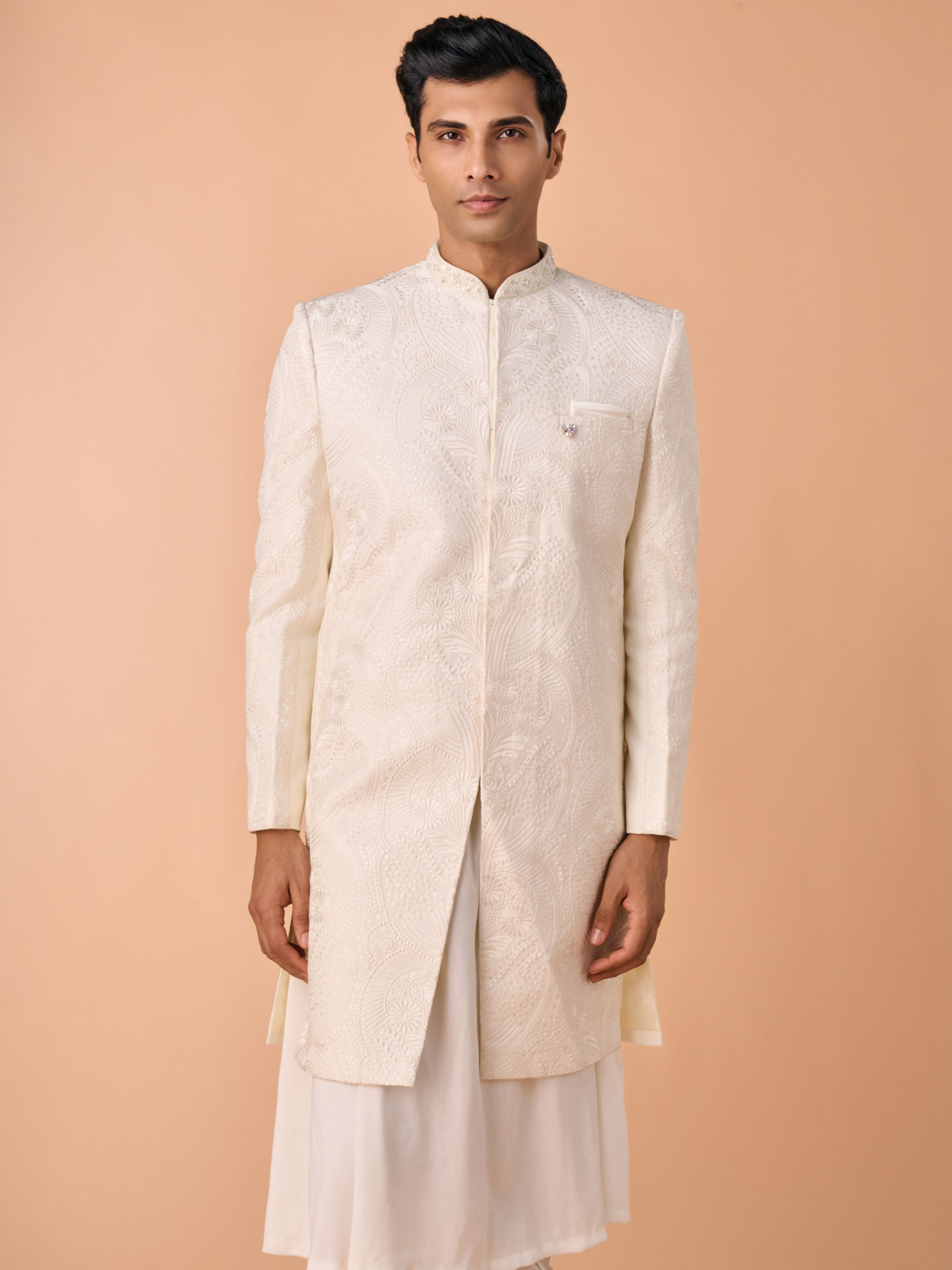 Manyavar Men Regal Cream Elegance Sherwani
