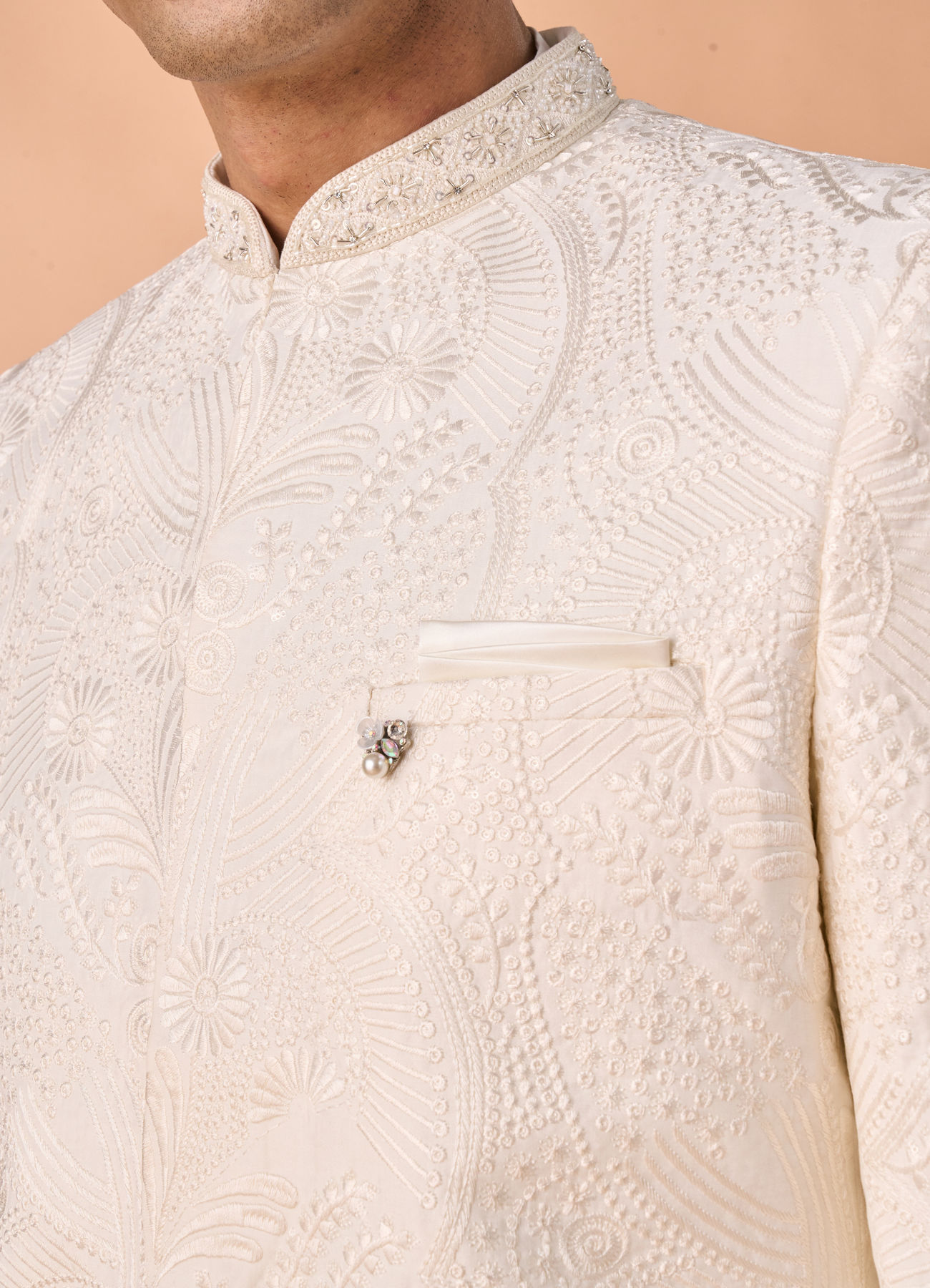 Manyavar Men Regal Cream Elegance Sherwani