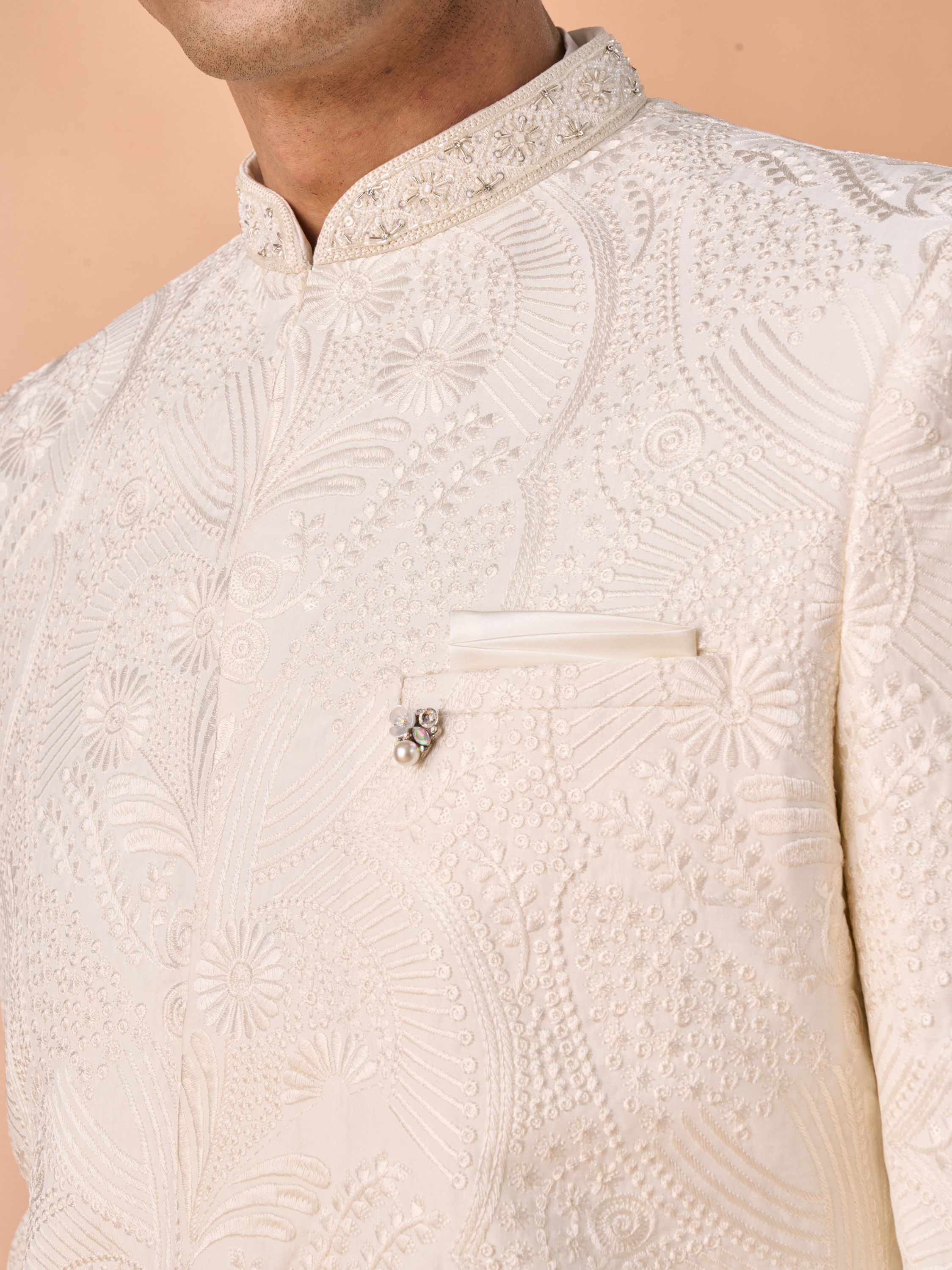 Manyavar Men Regal Cream Elegance Sherwani