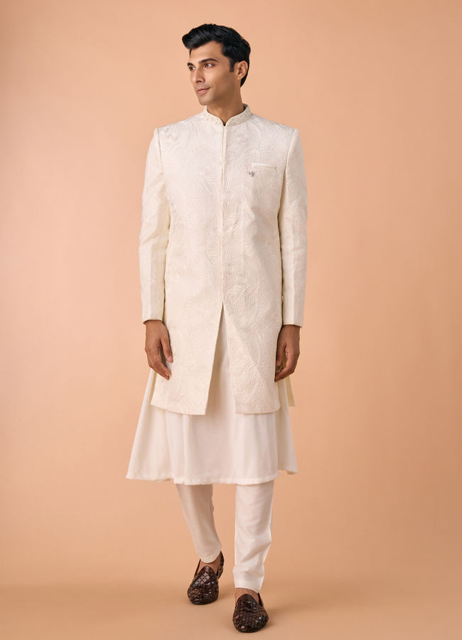 Manyavar Men Regal Cream Elegance Sherwani