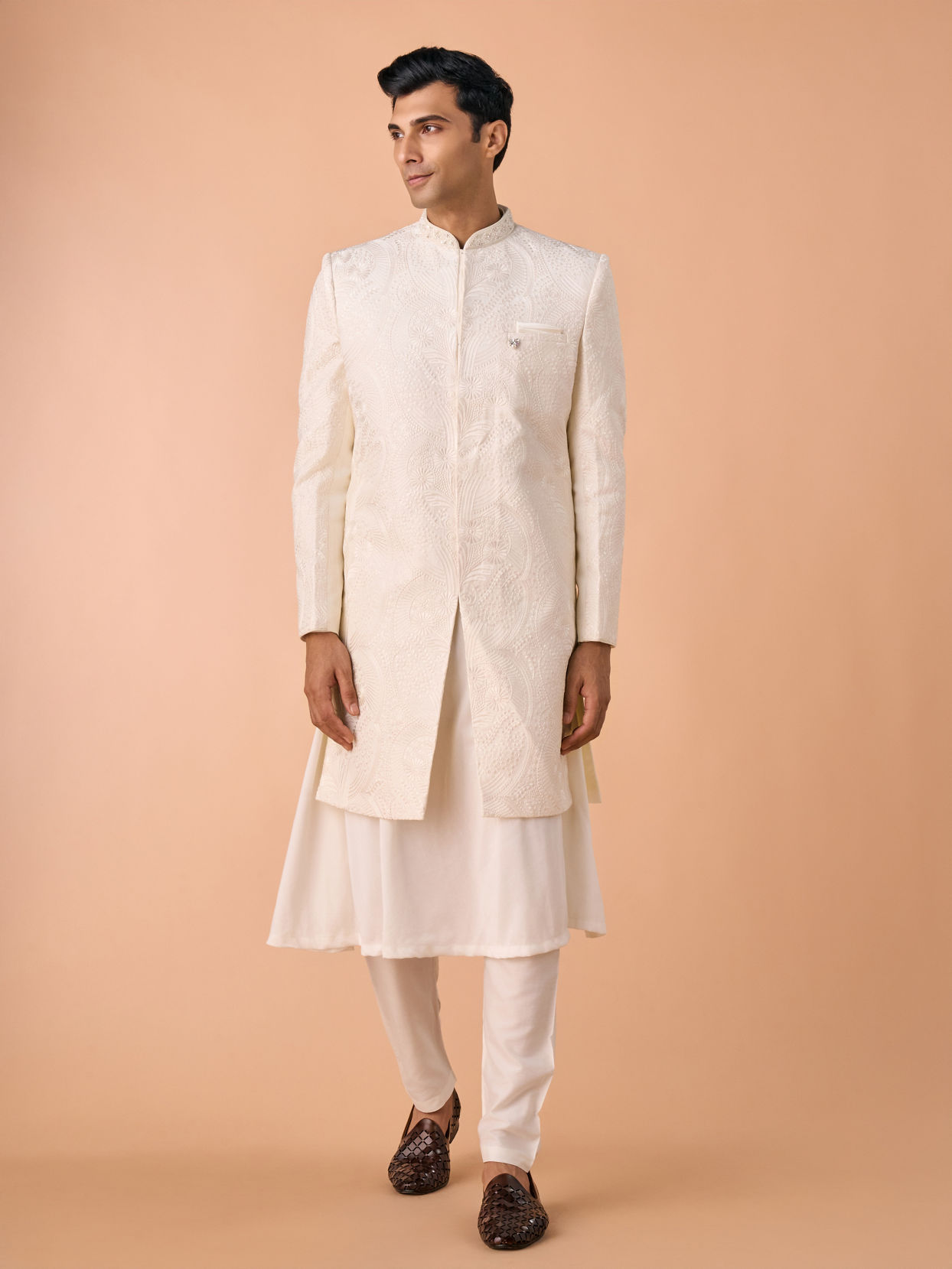 Manyavar Men Regal Cream Elegance Sherwani