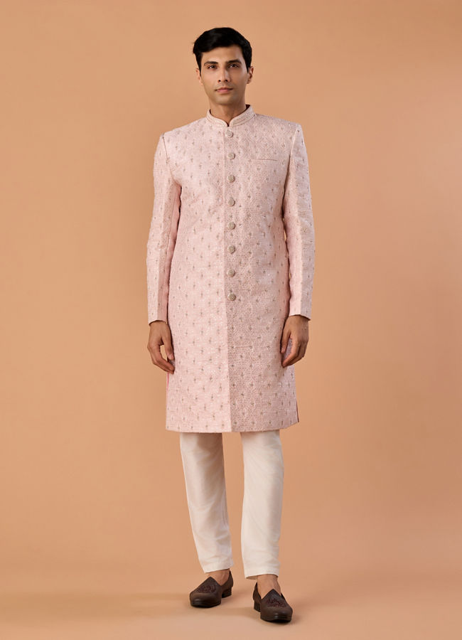 Manyavar Men Resplendent Peach Sherwani