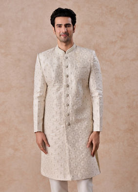 Manyavar Men Warm White Elegance Sherwani