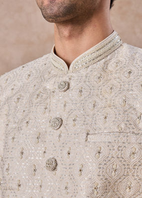 Manyavar Men Warm White Elegance Sherwani