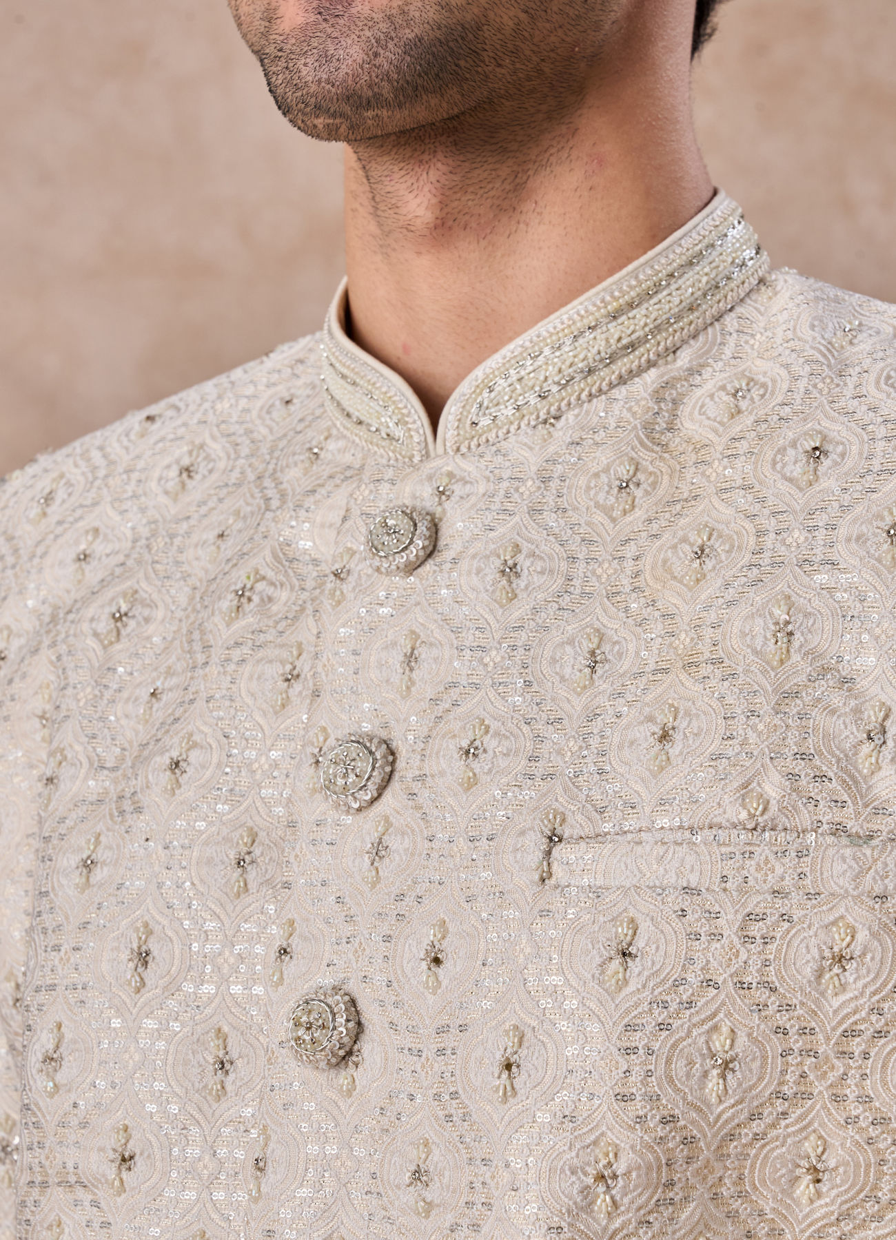 Manyavar Men Warm White Elegance Sherwani