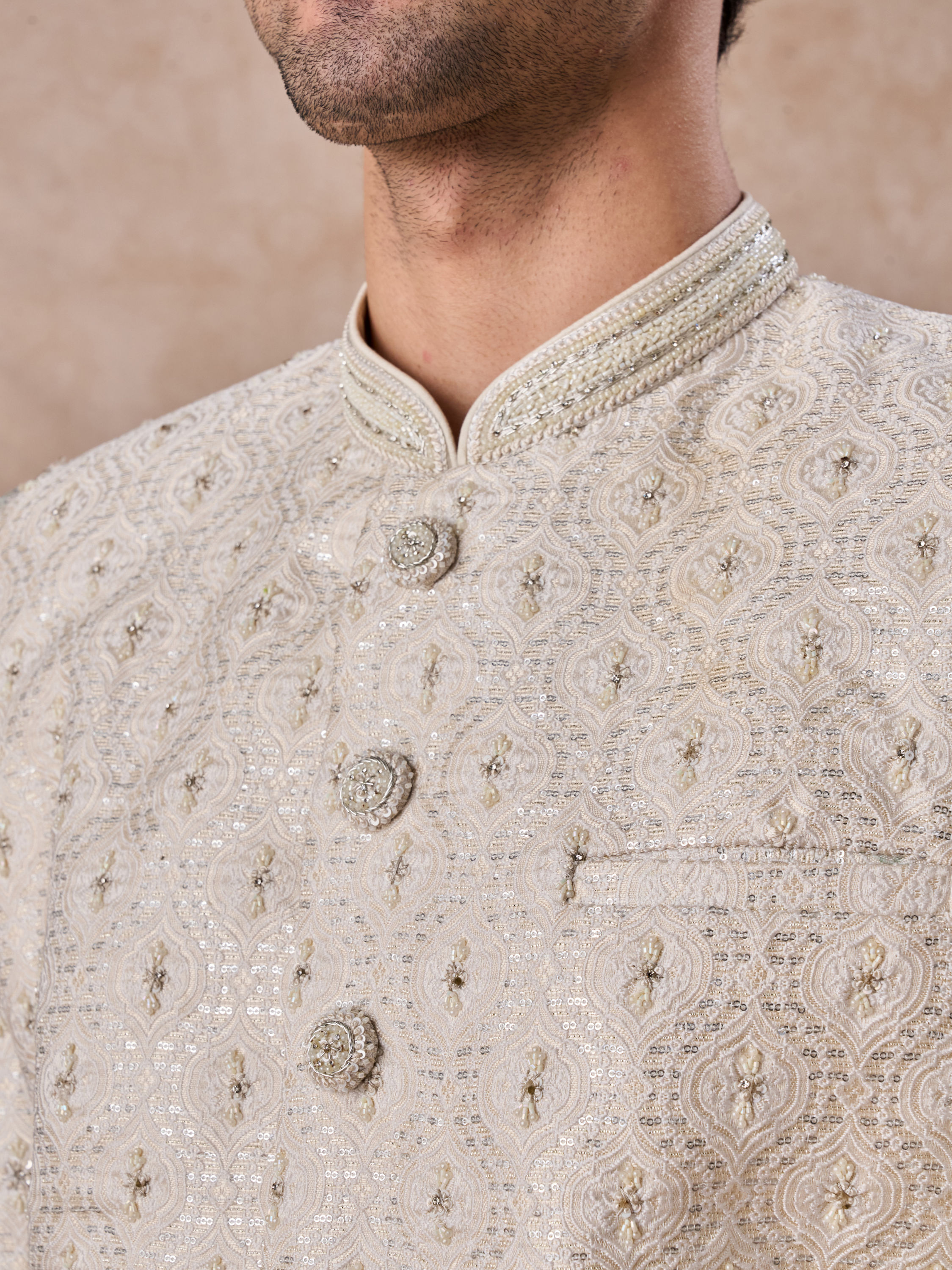 Manyavar Men Warm White Elegance Sherwani