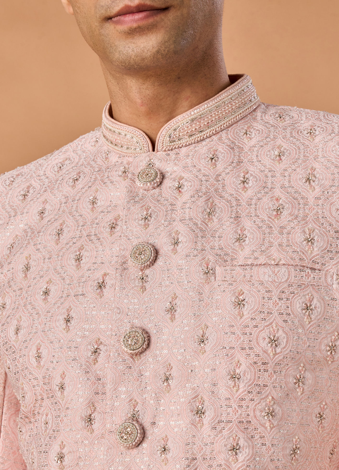 Manyavar Men Resplendent Peach Sherwani