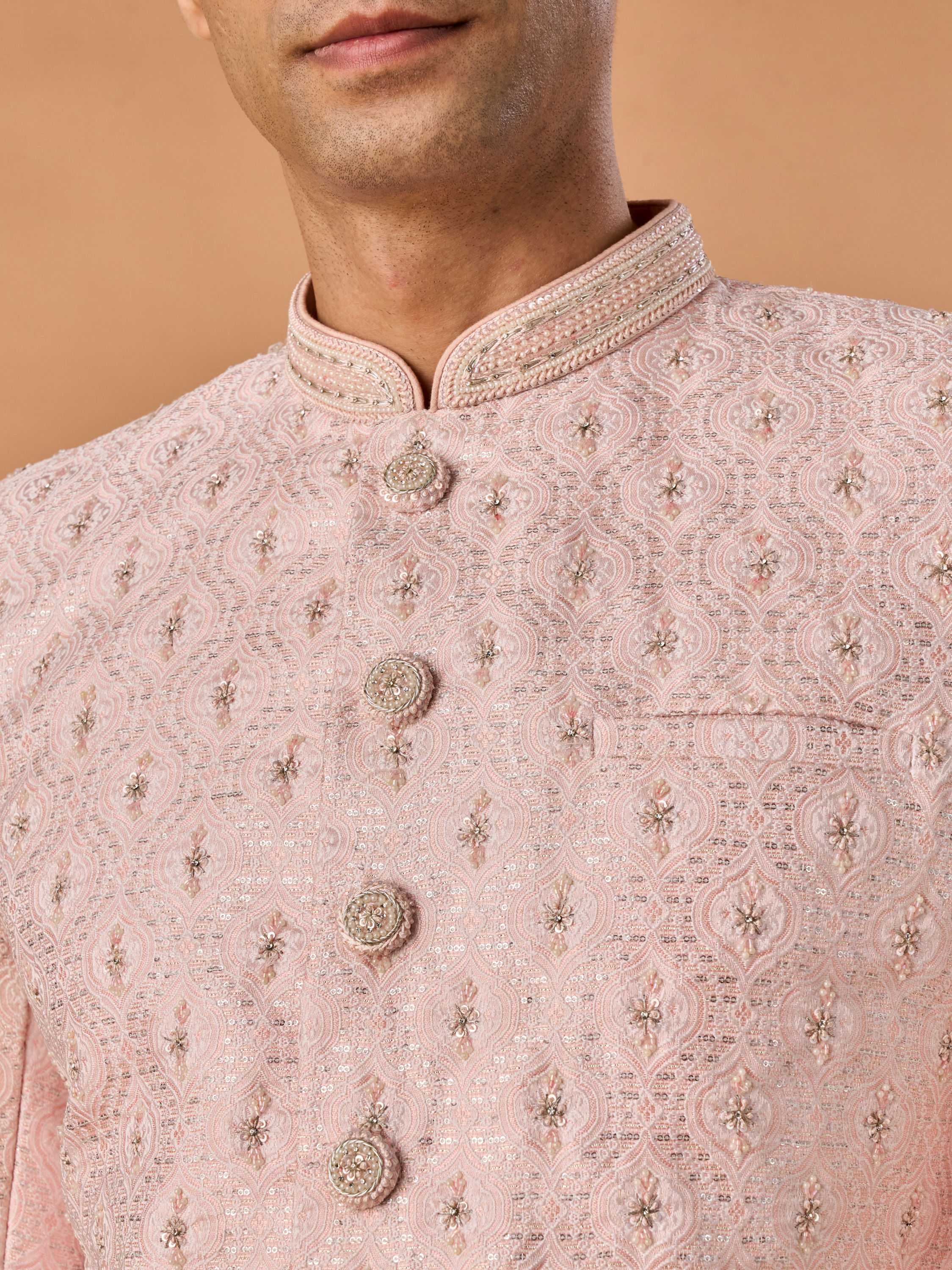 Manyavar Men Resplendent Peach Sherwani
